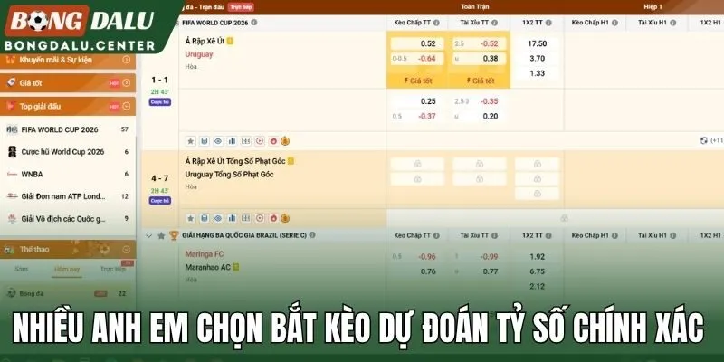 Nhiều anh em chọn bắt kèo dự đoán tỷ số chính xác 